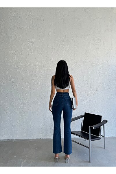 LAMİRAMOOD Plave Skraćeni kroj ženske pantalone ravnog kroja, novi model, nov...