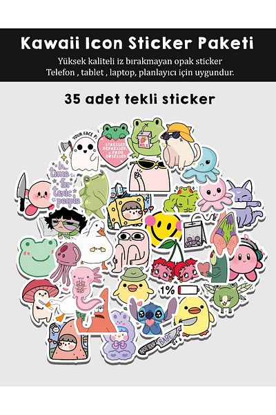 Planet Butik Kawaii Icon Sticker Pack of 35