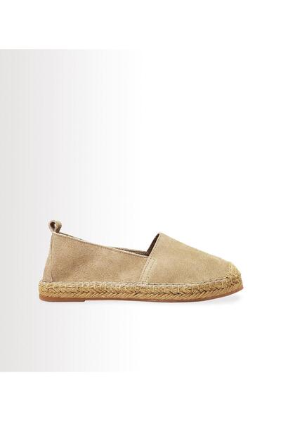 Genel Markalar Puera Kadın Loafer Süet Deri Espadril (BEJ)