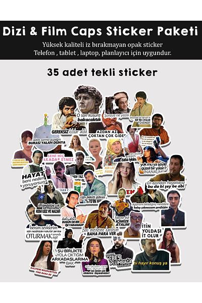 Planet Butik Series & Movie Caps Sticker Pack of 35
