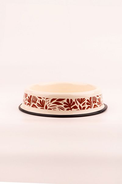 EMAYlab Enameled Cat Dog Food and Water Bowl Abstract