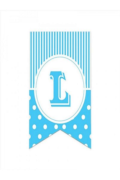 Kazanabil BLUE COLORED POINTED FLAM FLAG LETTERS L LETTER
