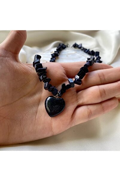 Elifsu Jewelry Yıldız Taşı Lacivertimsi Kalpli Kırıktaş Kolye (Sentetik)