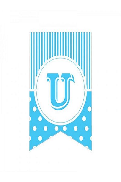 Kazanabil BLUE COLORED DOT FLAM FLAG LETTERS U LETTER
