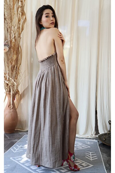 Su Koleksiyon Yeliz Vintage Muslin Boho Style Backless Dress