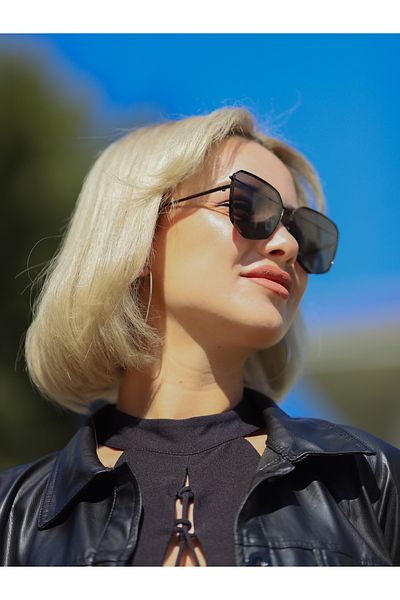 Angel Eyes Women's Sunglasses Geometric Design Black Frame Black Glass