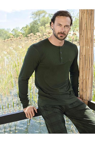 Aydoğan Ανδρικό κοστούμι πιτζάμα Civan 3439 Patch Modal Dark Green