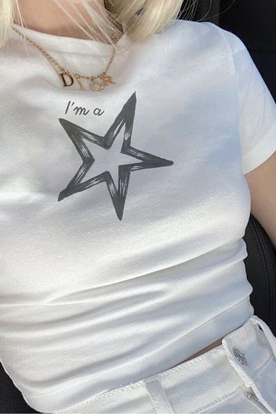 EFBUTİK White I'm A Star Crop