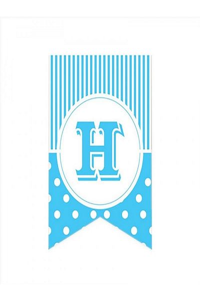Kazanabil BLUE COLORED DOT FLAM FLAG LETTERS LETTER H