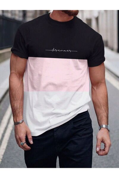 MANCY تي شيرت كبير الحجم للجنسين بطبعة لوس أنجلوس من القطن برقبة دائرية و3 ألوان