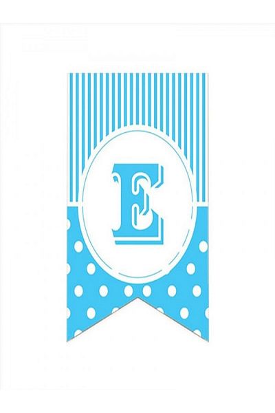 Kazanabil BLUE COLORED POINTED FLAM FLAG LETTERS E LETTER