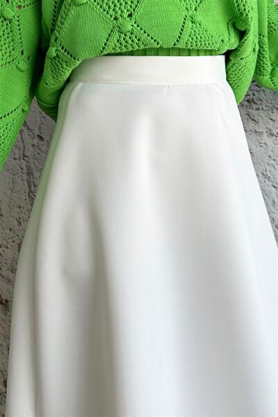 MODAALFABE Large Size Hijab Puff Scuba Flared Skirt