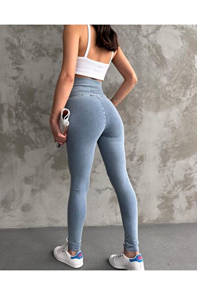 mamastore Jean Kot Tayt , Akıllı Ve Full Likralı Kumaş Jean Buz Mavisi Tayt