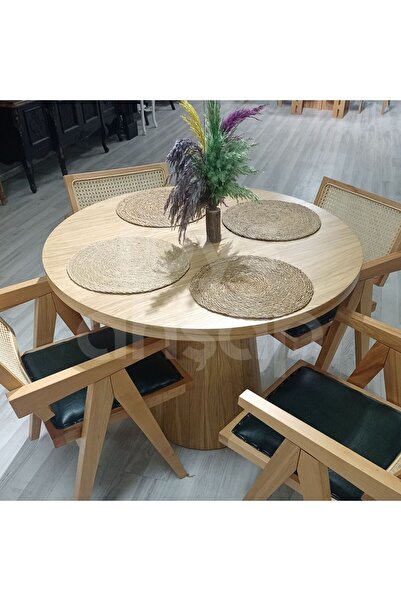 ROYS AHŞAP Roys Ahşap 5026 Naturel 120 Cm Mantar Meşe Yuvarlak Yemek Masası