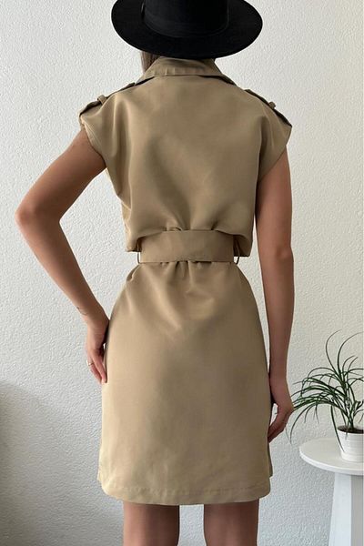 ZAROLİ Tan Belted Lined Women's Trench Coat - Zero Sleeve