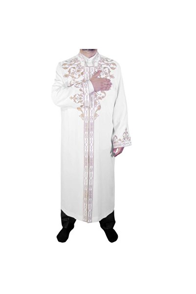 Akıncı Tekstil Imam Cübbesi Çelebi Krem Gold Nakışlı