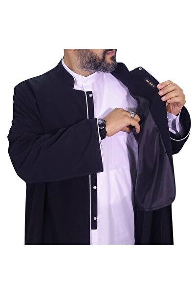 Akıncı Tekstil Hakim Yaka Cübbe Siyah - Gümüş Biyeli