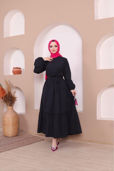 moda periy women's modest basic style summer cotton Balloon Sleeve Ruffle Hij...