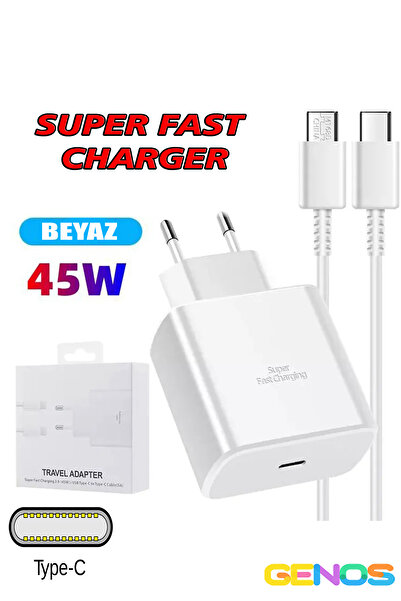 Genos Samsung Galaxy A32 Uyumlu 45w Type-c Girişli Hızlı Şarj Aleti Adaptör 4...