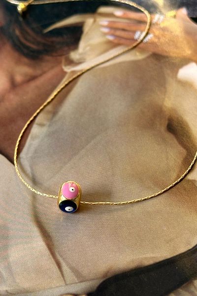 Trendy Butik الملونة المينا عين الشر نموذج سلسلة رقيقة قلادة