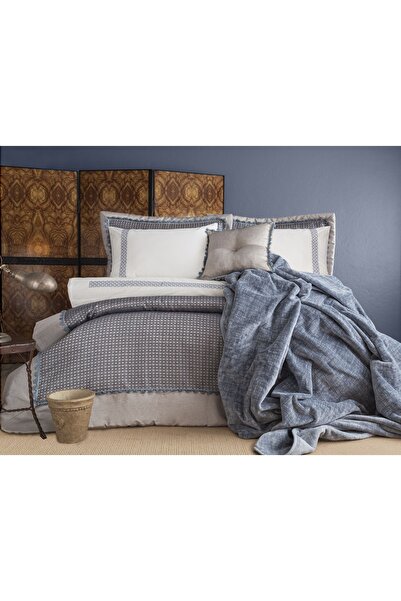 Apricitas HOME طقم المهر النيلي الزعفراني مع بطانية غطاء لحاف قطن 100% 10 قطع