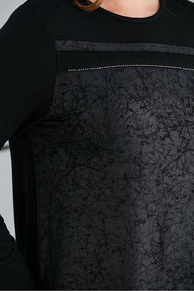 For Big Trend Women's Plus Size Faux Leather Flexible Viscose Tunic with Stone Detail