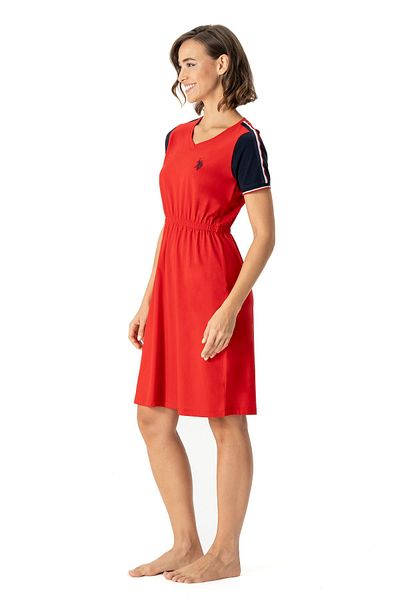 U.S. Polo Assn. US Polo Assn17001 Women's V-Neck Comfortable Dress-Red
