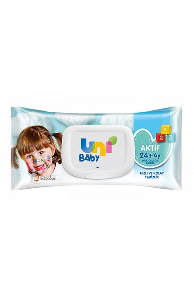 Uni Baby Baby Active Wet Wipes 72 Pieces