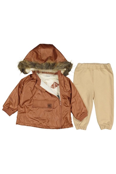 Necix's Erkek Bebek-çocuk 3'lü Kapşonlu Yağmurluklu Takım
