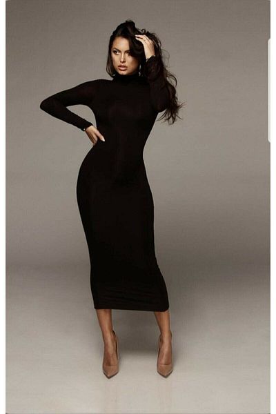 MaxiMor Rochie Model Creion Neagra De Dama Lungime 130 Cm
