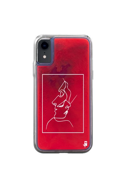 Casen حافظة هاتف ديناميكية لهاتف iPhone XR بتصميم قبلة باللون البنفسجي النيون