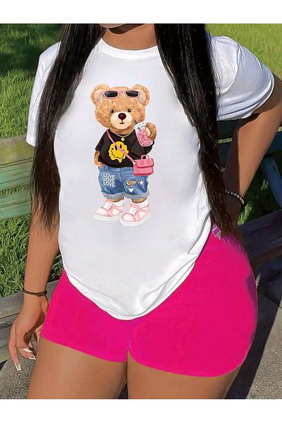 Jose Clothing Μπλουζάκι Unisex Λευκό εμπριμέ από οργανικό βαμβάκι Oversize κοντό μανίκι