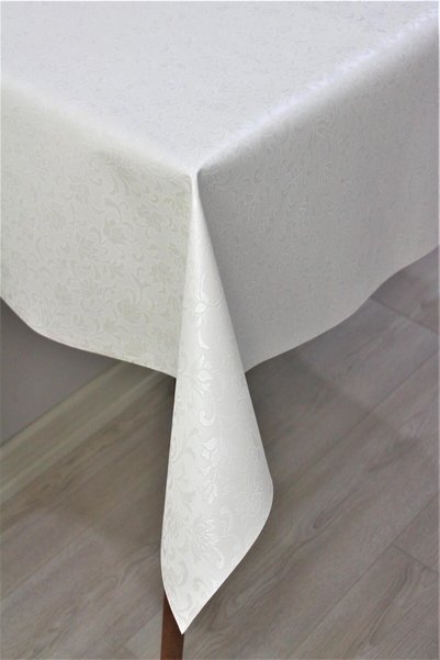 DedeEvTekstil Fiber Lined Erasable PVC Oilcloth Tablecloth 514-white