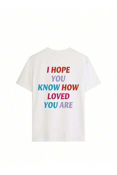 Jose Clothing Μπλουζάκι Unisex Λευκό εμπριμέ από οργανικό βαμβάκι Oversize με κοντό μανίκι