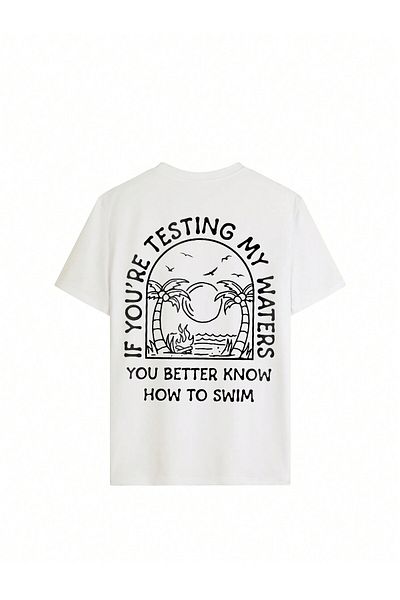 Jose Clothing Μπλουζάκι Unisex Λευκό εμπριμέ από οργανικό βαμβάκι Oversize με κοντό μανίκι