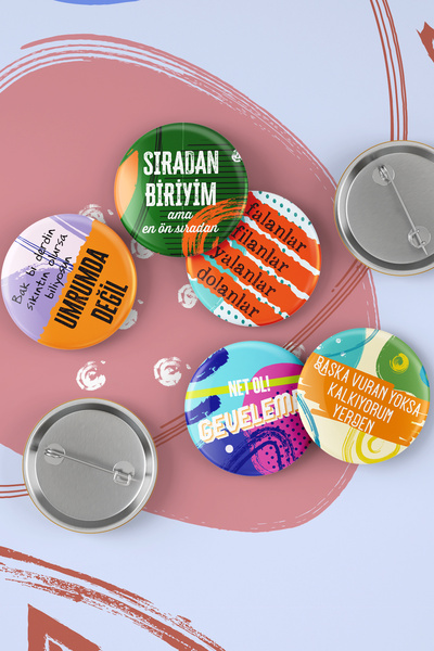 Varyant Atarlı Giderli Sözler - Eğlenceli Seri 6 - İğneli Buton Rozet Seti - ...