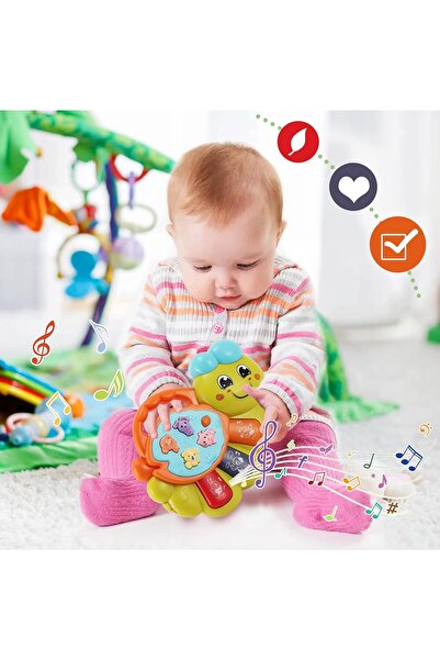 TUENGİ STORE Işıklı Müzikli Bebek Aktivite Oyuncağı Piyano Sevimli Tırtıl Müzikli Eğitici Oyuncak