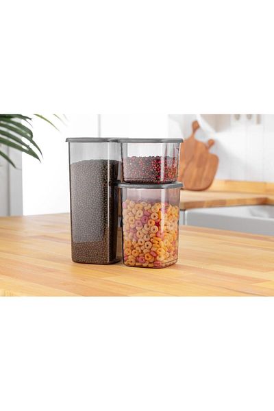simplicity Set of 3 Tidy Square Food and Spice Storage Container