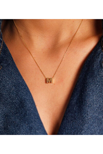 su jewelry collective shine Çelik Küçük Minimal Harf Kolye Kararmaz