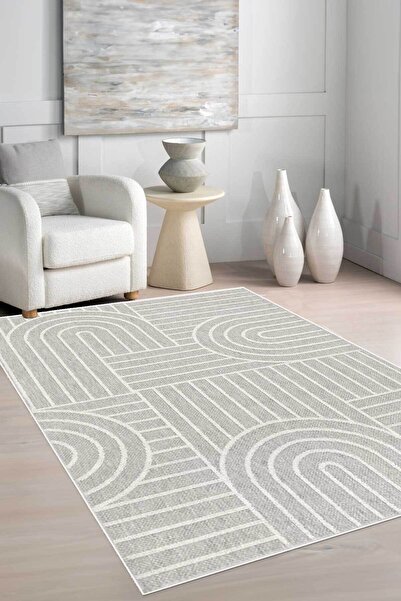 Decomia Home Covor digital anti-alunecare, lavabil, gri nordic, bej, pentru s...