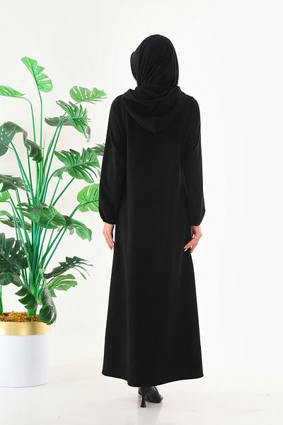 AGH Değerli Hediyeler Luxury and Stylish Suede Ferace Hijab Outerwear Hooded