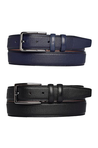 GoDeri 100% piele naturală, set de 2 pantaloni din material textil imprimat cu cusături negru, bleumarin, cu puncteCentură 3,5 cm cu puncte