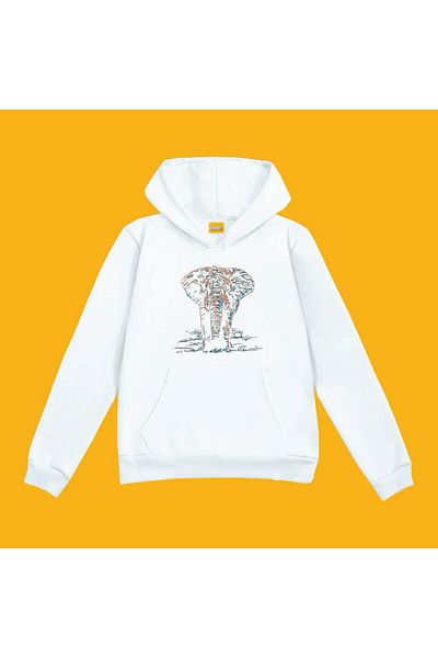 Khione Hanorac oversize cu glugă cu imprimeu elefant cu design unisex