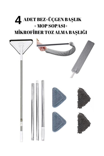 Oliva Nero Set Üçgen Cam Duvar Yüzey Cam Silme Aparatı Mop Mikrofiber Toz Alm...