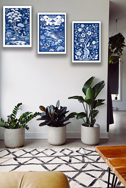 Nod Natură, Model de pictură estetică alb albastru, ornament decorativ, casă, sufragerie, hol, decor de perete de birou