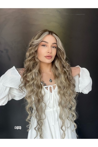 Suzan Peruk 85 cm Sombre Gerçek Saç Tül peruk Kişiye özel ombreli