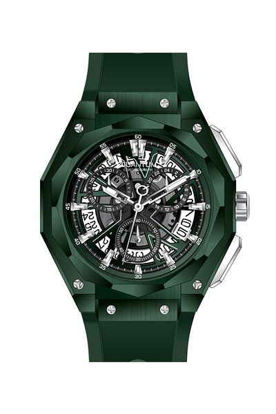 Quantum QUANTUM HNG1097.075 Men Chronograph Display Watch & Silicone Strap Dark Green