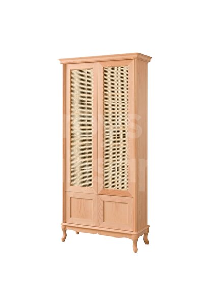 ROYS AHŞAP Roys Ahşap 6522 Masif Ham Lükens Hasırlı Kapaklı Kitaplık