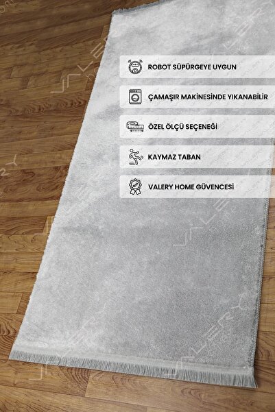 Valery Home Vl Comfort Düz Saçaklı Peluş Halı Gri