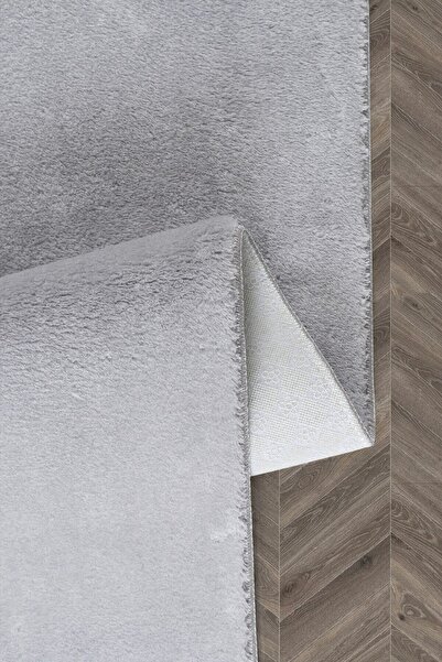 Valery Home Vl Comfort Düz Saçaklı Peluş Halı Gri
